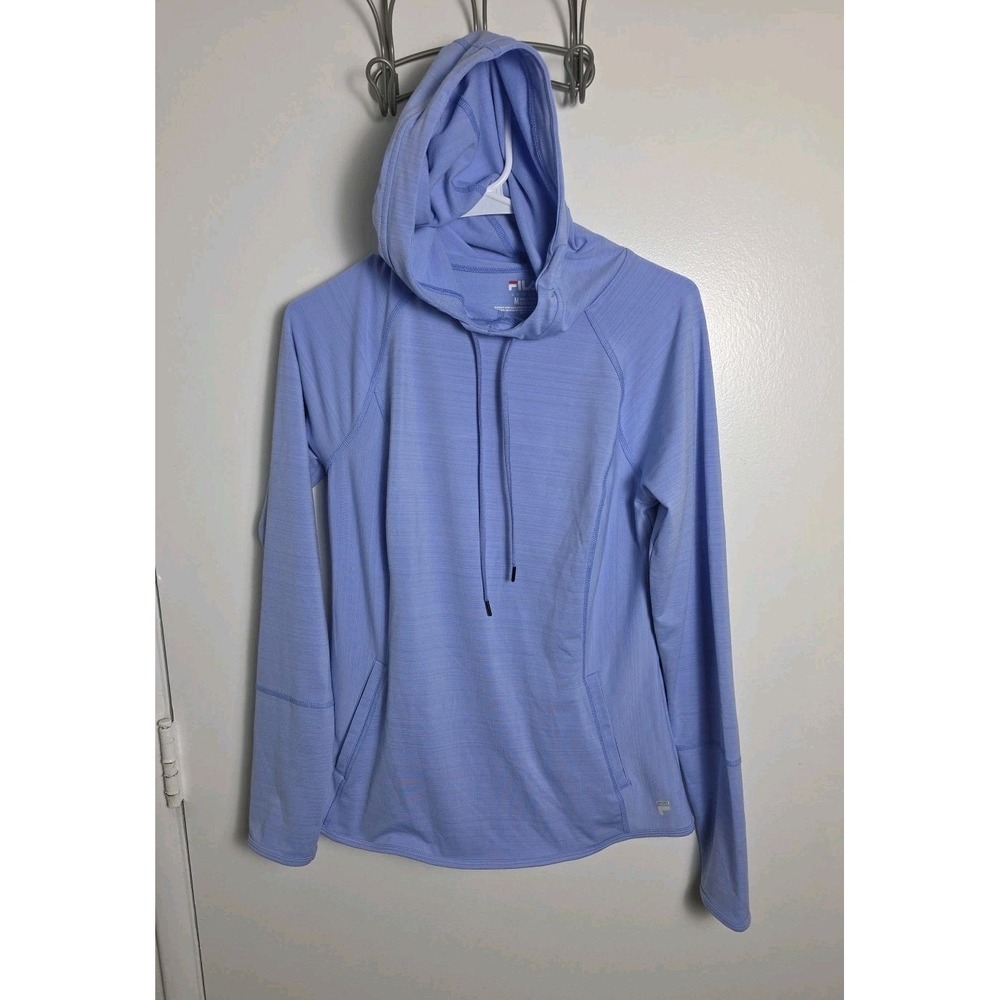 Fila Sport Active Hoodie Light Blue Long Sleeve Stretch Pullover Women's‎ M